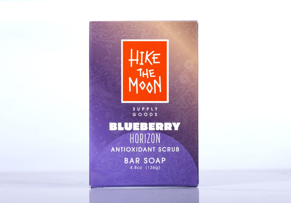 Blueberry exfoliating scrub bar soap, front view — Hike The Moon