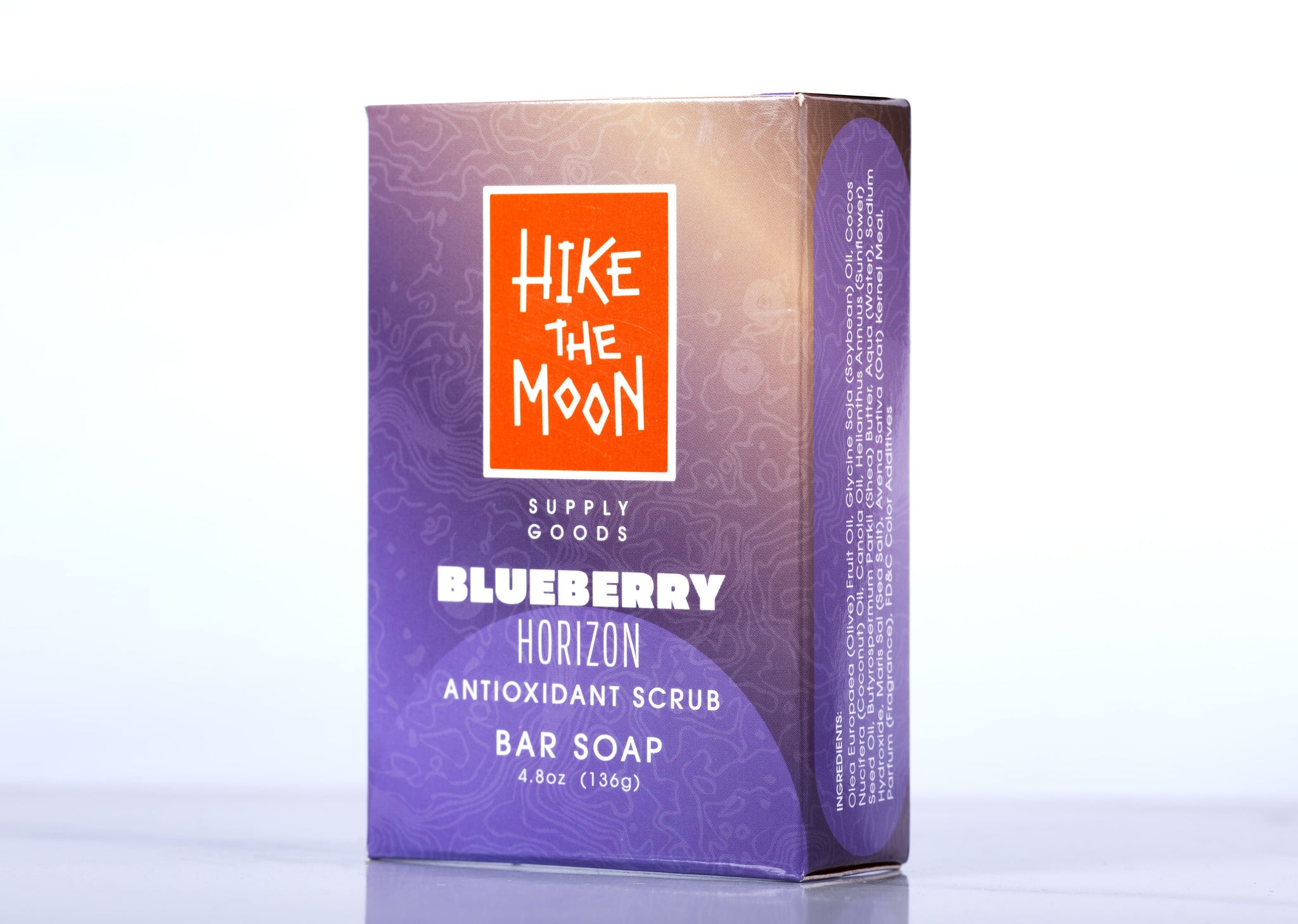 Blueberry exfoliating scrub bar soap, side view — Hike The Moon