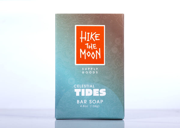 Sandalwood, musk and patchouli charcoal bar soap, front view — Hike the Moon