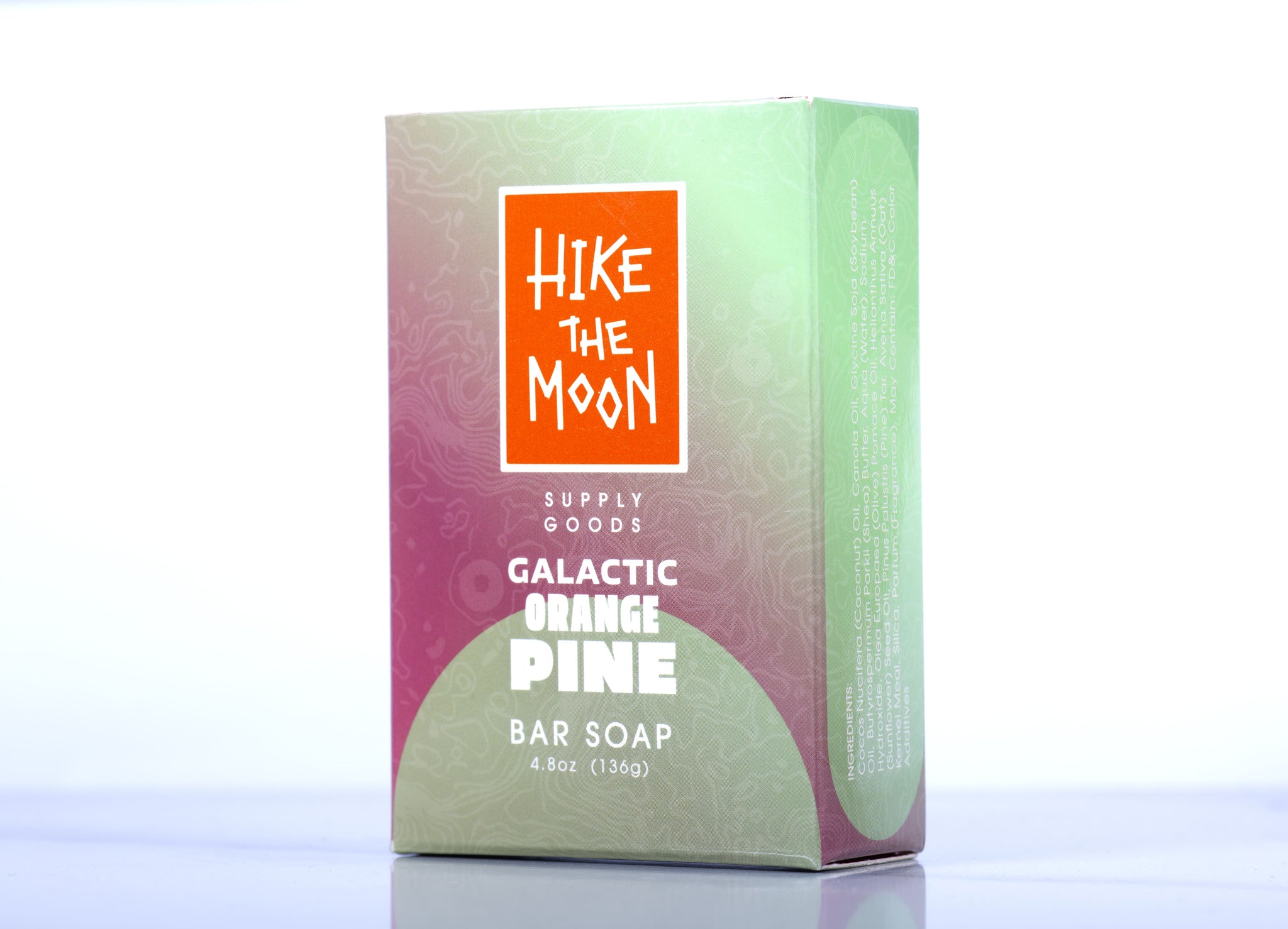 Orange and pine natural bar soap, side view — Hike the Moon