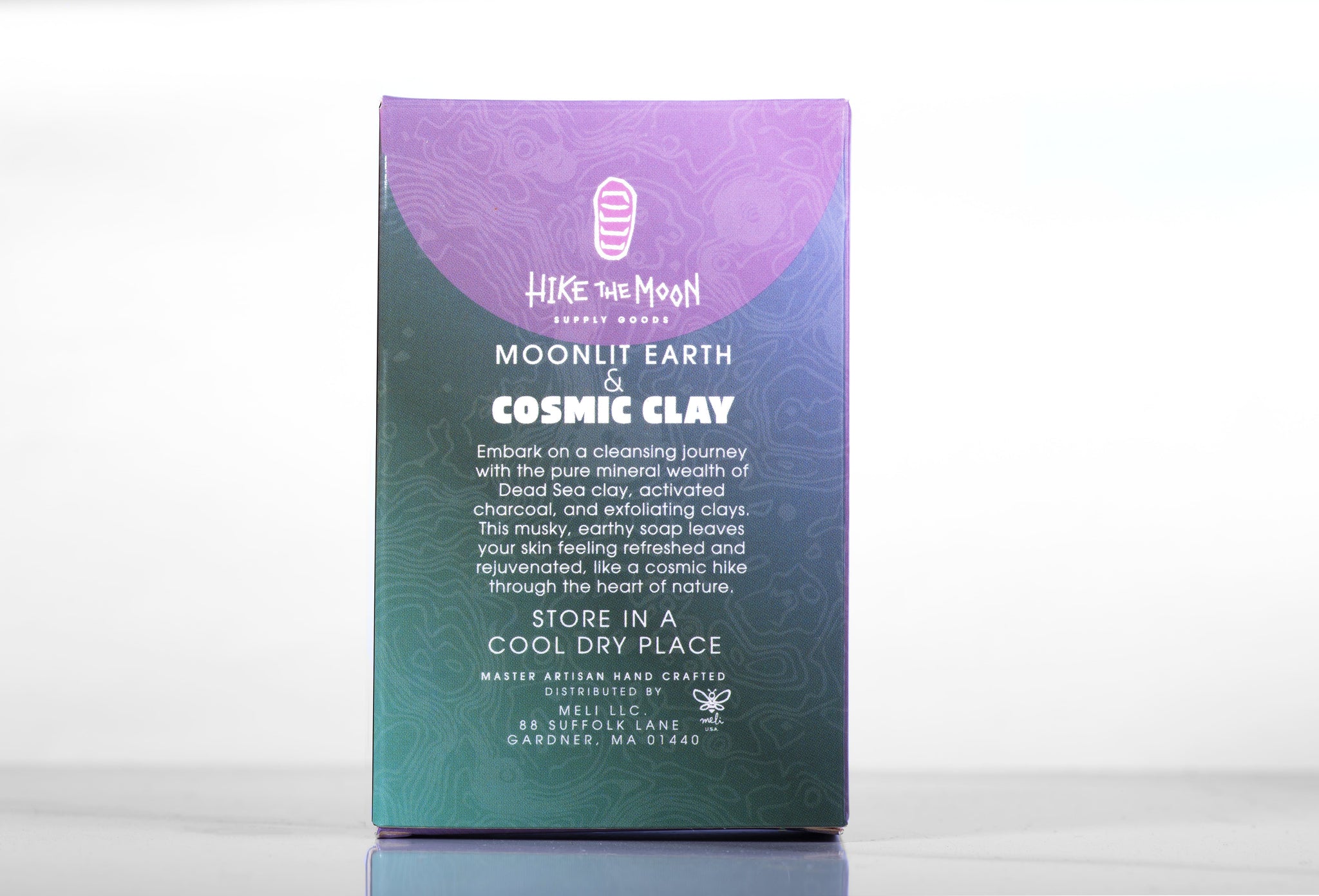 Dead Sea clay and charcoal bar soap, back label — Hike the Moon