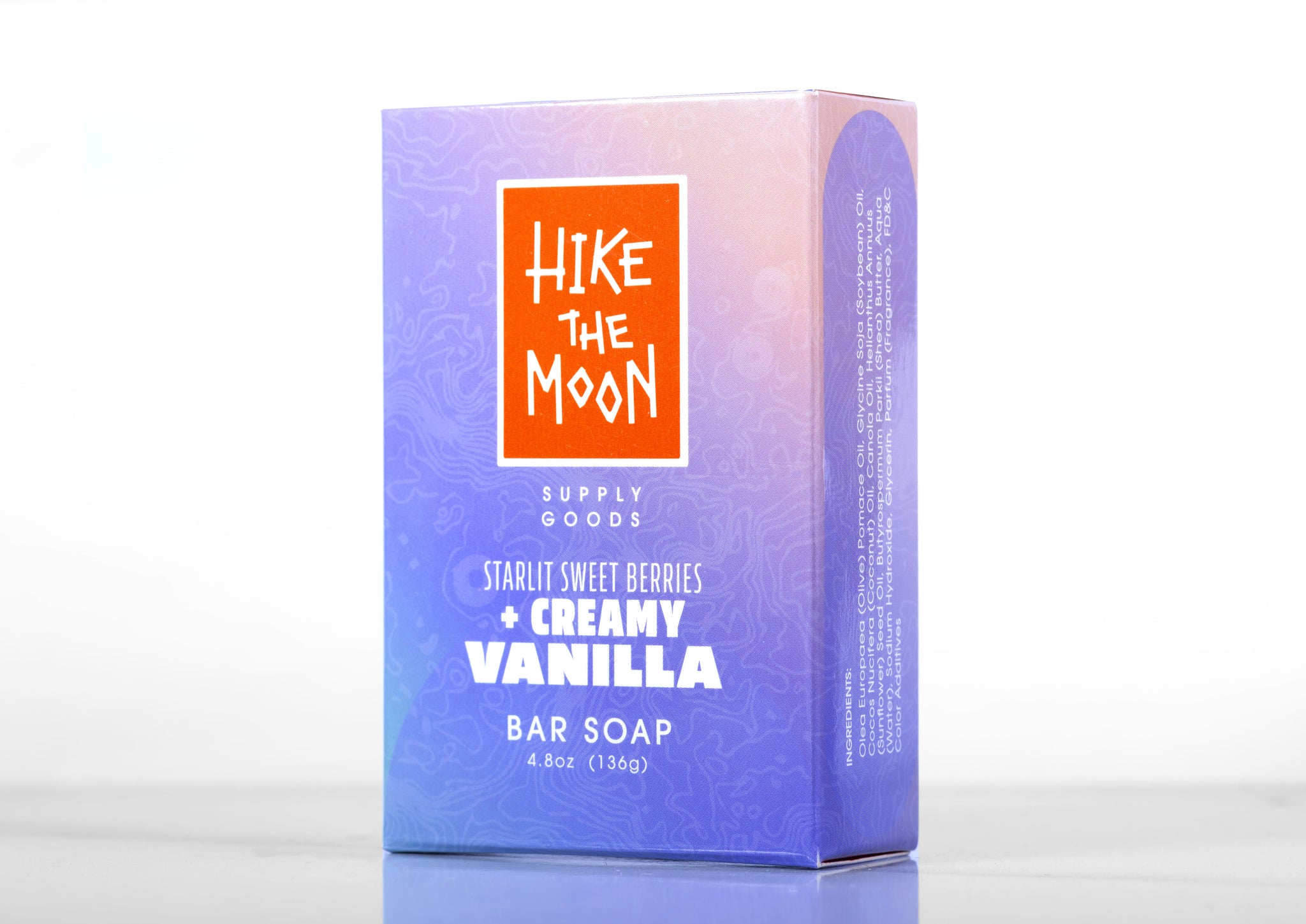 Sweet berry and vanilla natural bar soap, side view — Hike the Moon
