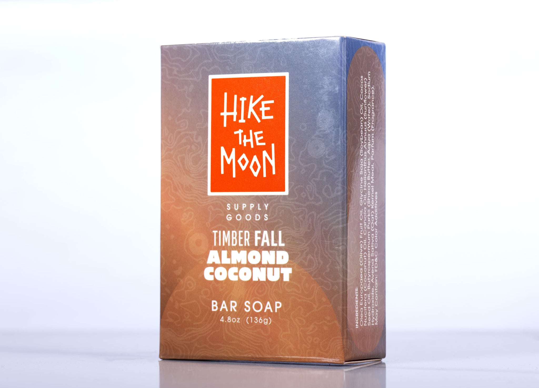 Almond and coconut natural bar soap, side view — Hike the Moon