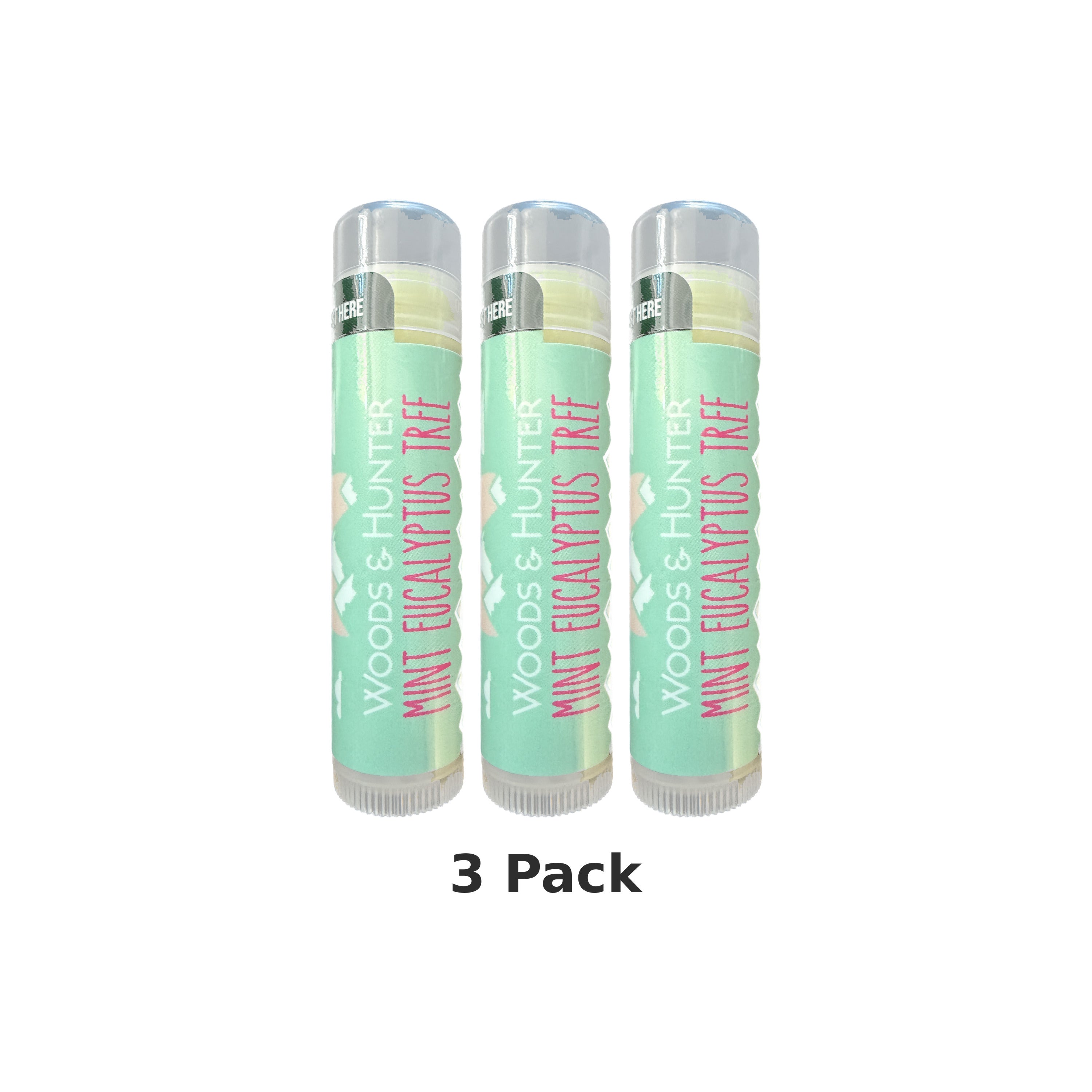 Woods & Hunter Mint Eucalyptus USDA Organic Lip Balm 3-Pack