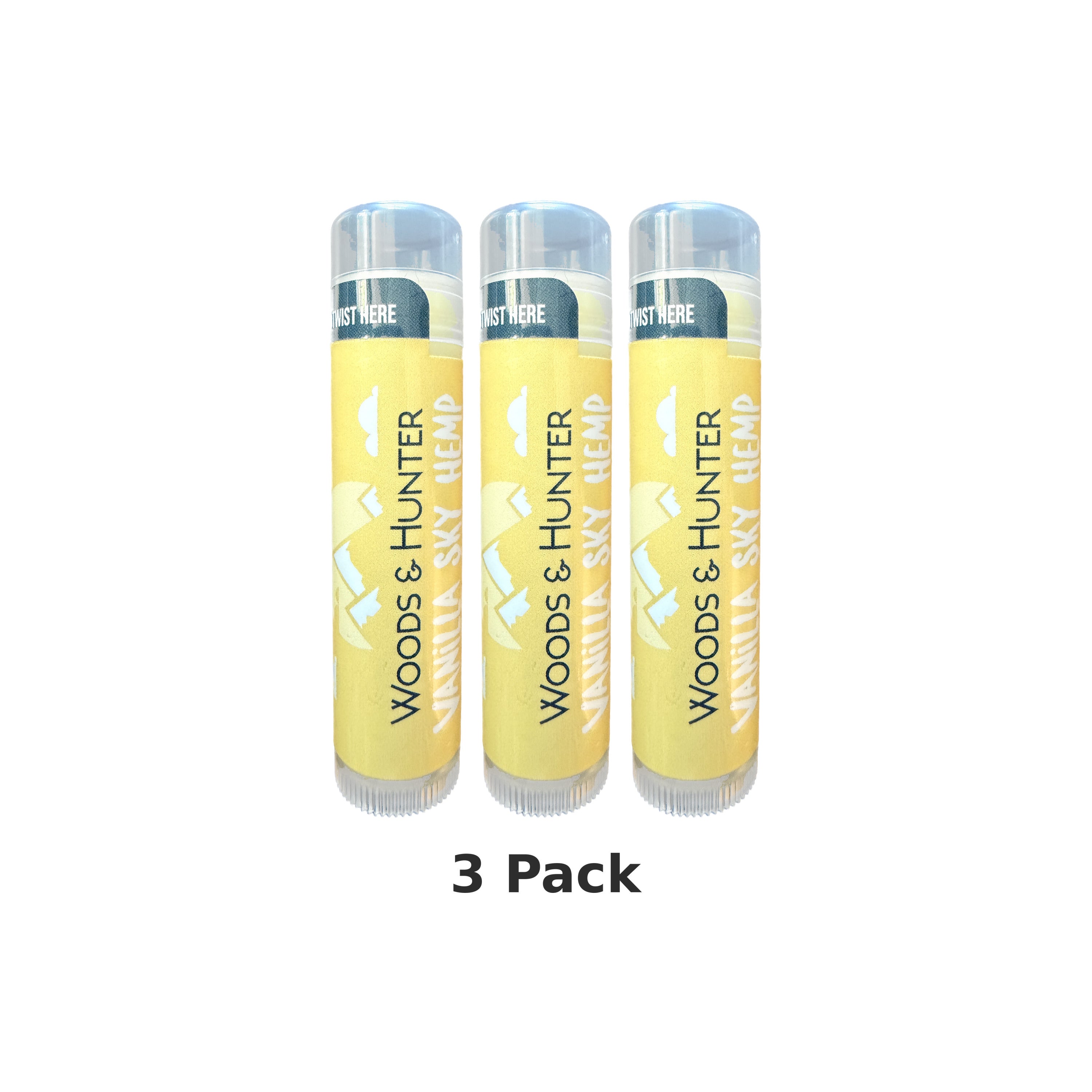 Woods & Hunter Vanilla Sky Hemp USDA Organic Lip Balm 3-Pack